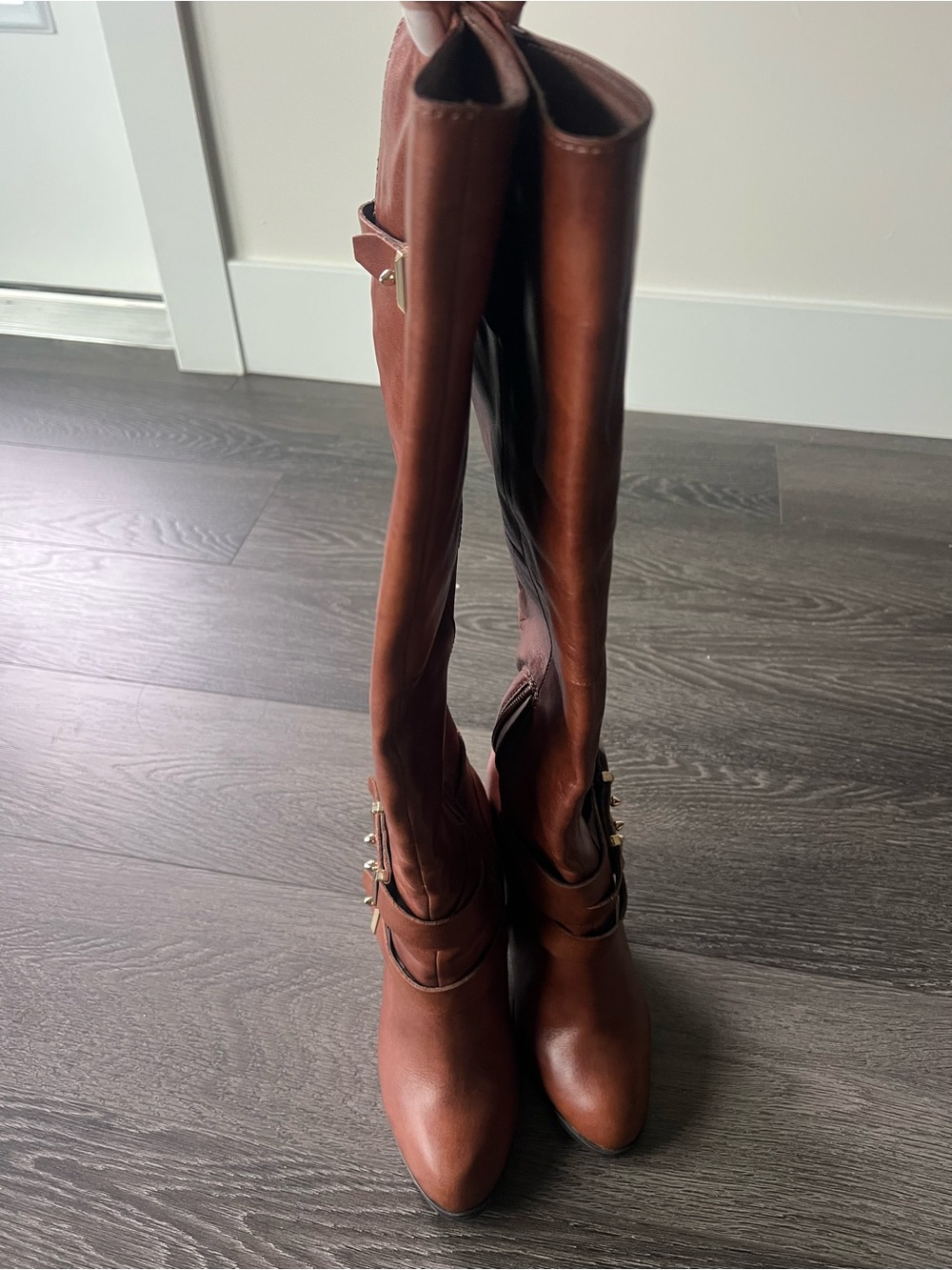 Aldo Chestnut Brown Tall Leather Riding Boots